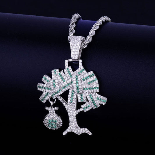 Money Tree Pendant Moissanite Round Brilliant Cut Diamonds by swandiamond
