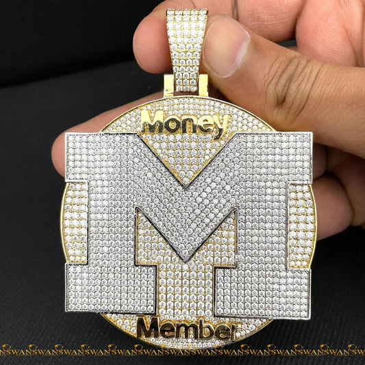 Mini M Initial Number Pendant Shiny Moissanite Unique Hip Hop Style for Party Wear by swandiamond