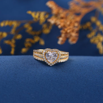Vintage 1.00CT Heart cut Moissanite Engagement ring