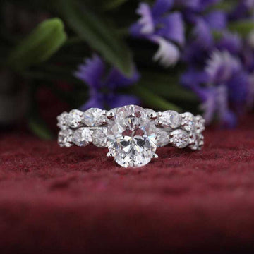 2.50 CT Oval Moissanite Bridal Ring Set