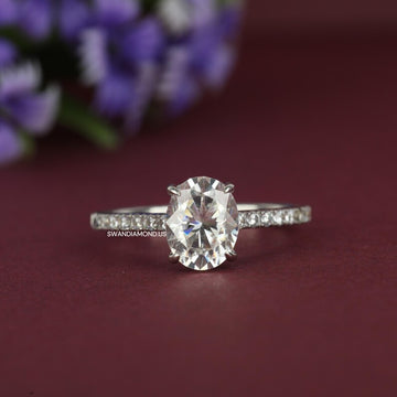 1.5ct Oval cut Moissanite Engagement Ring