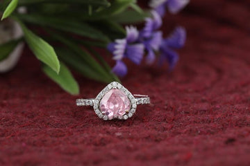7mm Heart Shape Pink Moissanite Engagement Ring