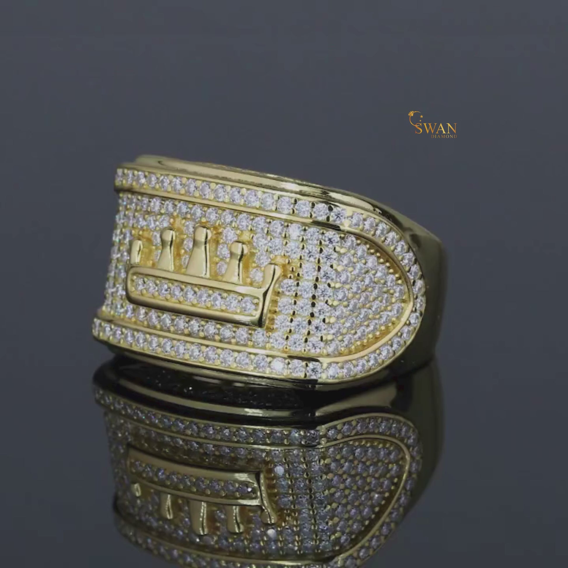 Round King Hip Hop Ring Crown Diamond Band Half Eternity Engagement Band SwanDiamond