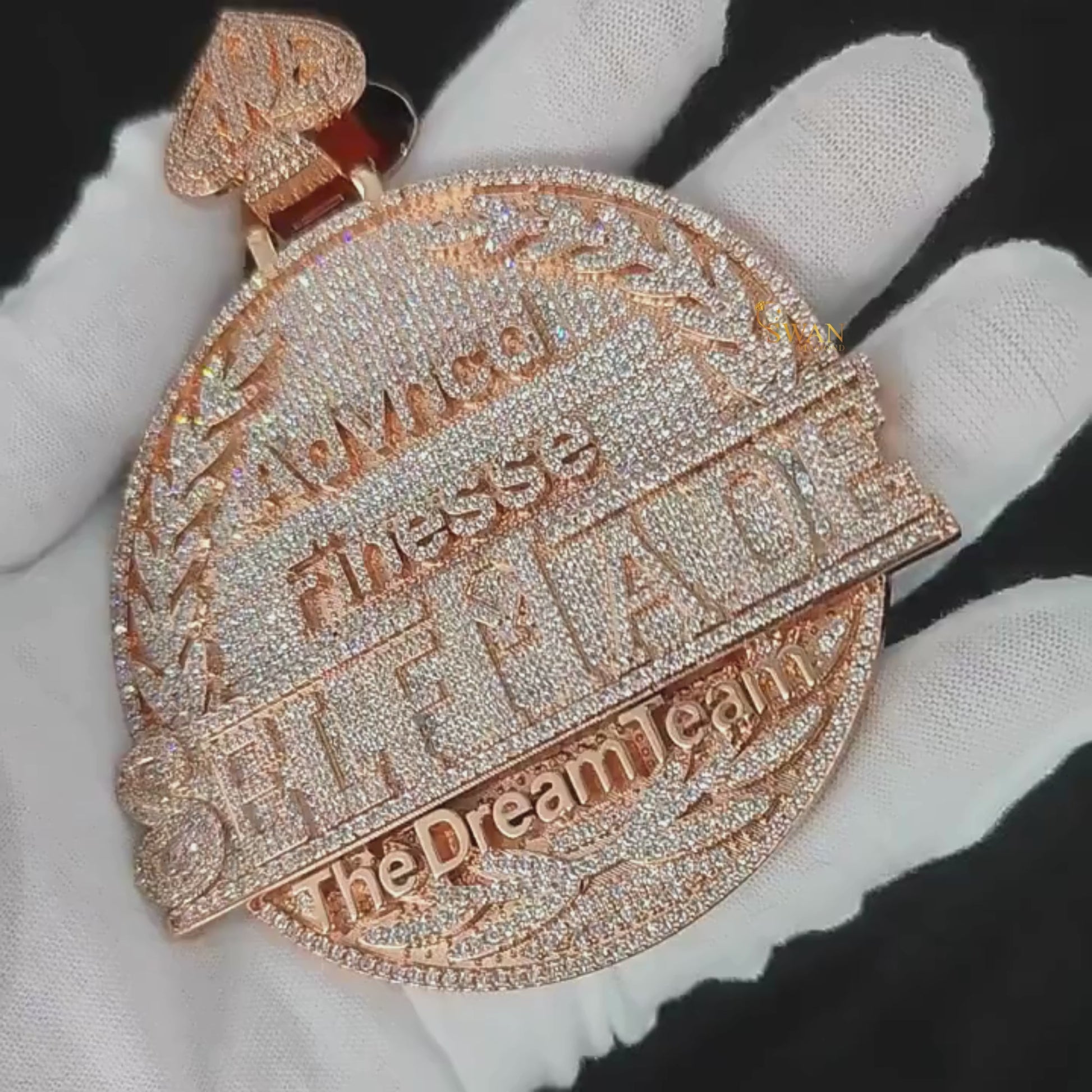 Hip Hop Jewelry Rose Gold Self Made Medallion Pendant Iced Out with VVS Moissanite Diamonds Custom Necklace for Men swandiamond