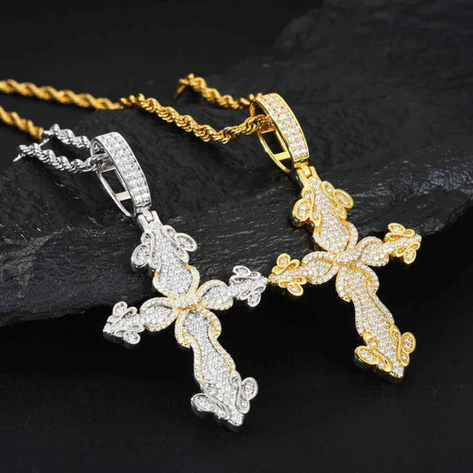 Custom Moissanite Diamond Cuban Cross Pendant by swandiamond