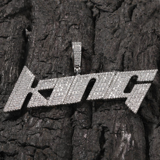 Hip Hop KING Name Letter Initial Custom Moissanite Pendant by swandiamond