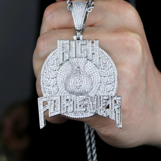 Rich Forever Pendant Necklace for Men Hip Hop Jewelry by swandiamond