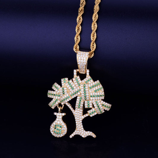 Money Tree Pendant Moissanite Round Brilliant Cut Diamonds by swandiamond