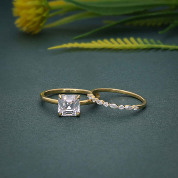Asscher Cut Solitaire Moissanite Diamond Wedding Bridal Ring Sets