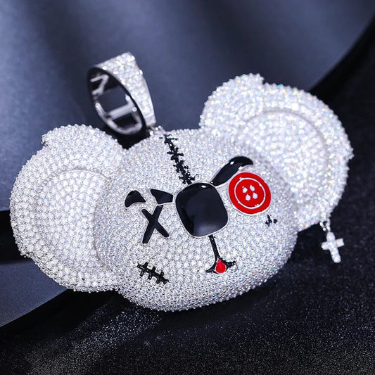 Big Ears Koala Cartoon Animal Hip Hop Pendant With Moissanite Diamonds For Unisex