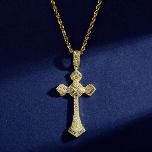 Trendy Cross Hip Hop Pendant Moissanite Cross Pendant For men and women by swadiamond