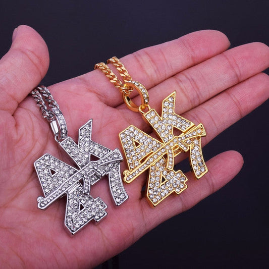 AK47 Gun Logo Letter Pendant VVS Moissanite Diamond Hip Hop Pendant by swandiamond