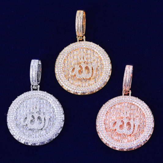 Moissanite Islamic Pendant 925 Sterling Silver Allah Round Pendant & Necklace