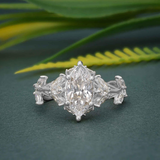 1.5 CT Diamond Cluster Moissanite Wedding Engagement Ring