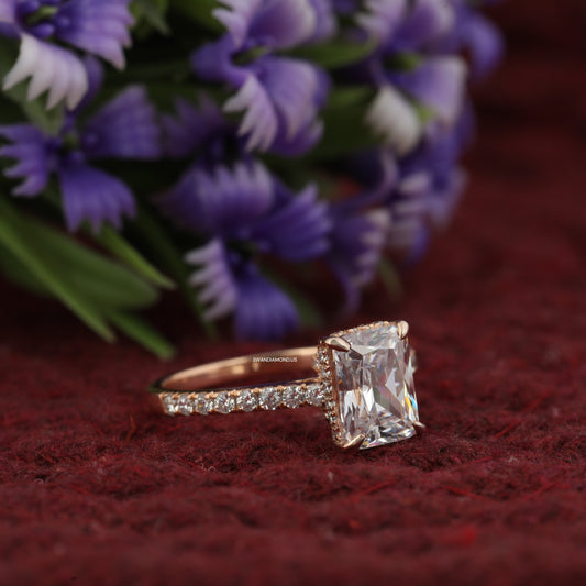 2.00Ct Elongated Radiant Cut Moissanite Engagement Ring