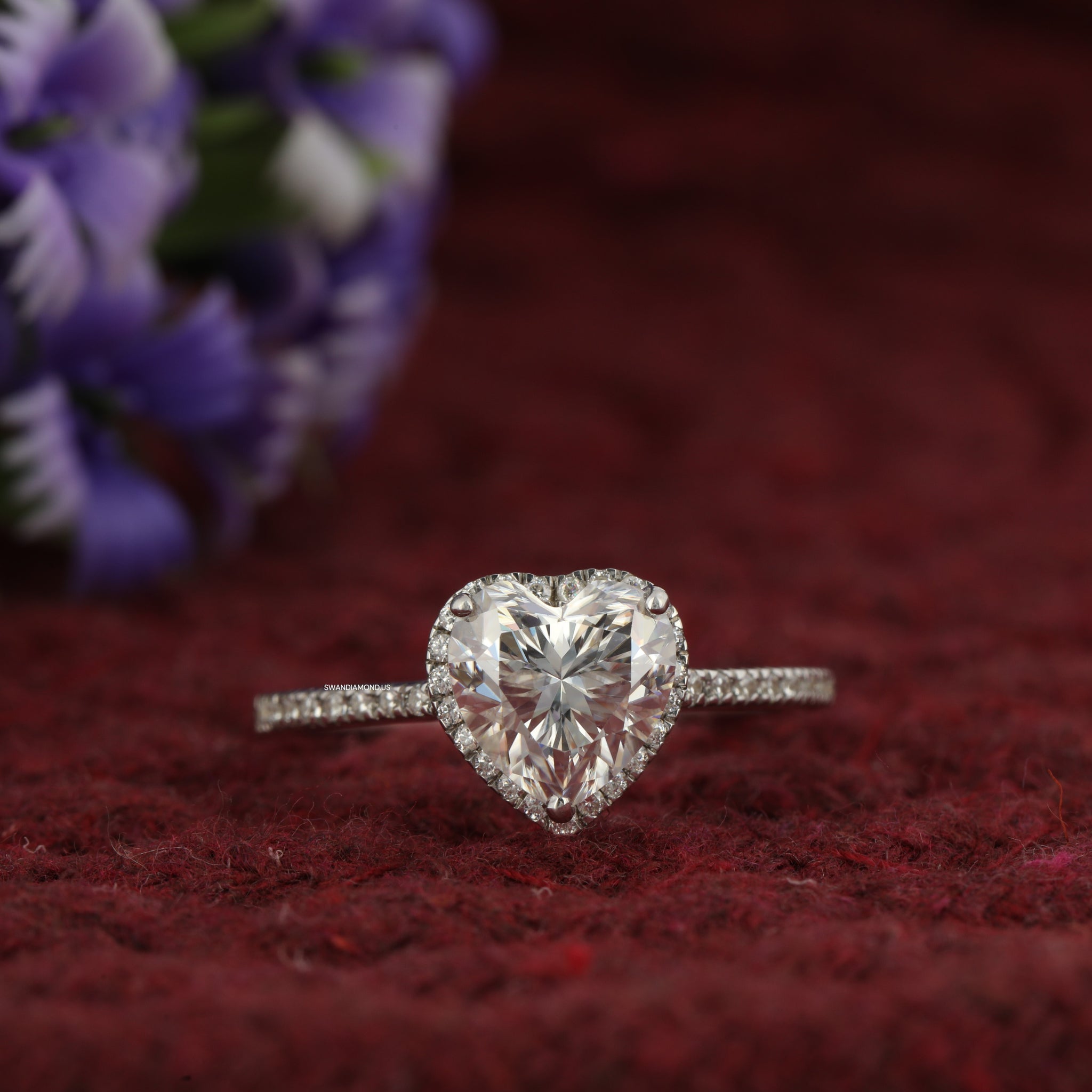 2.00CT Heart Shaped Moissanite Diamond Engagement Ring