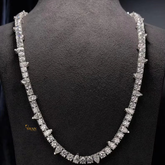 Unique Pear and Round Cut Diamond Tennis Bracelet in White Gold Elegant Luxury Jewelry Men for Women Anniversary Wedding Gift swandiamond