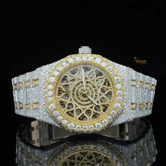 The Diamond-Iced Audemars Piguet Skeleton: A Glimmering Two-Tone Timepiece with a Stunning Rose Gold Dial, by SwanDiamond
