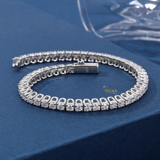 Classic Round Cut Diamond Tennis Bracelet in White Gold Sparkling Natural Diamond Jewelry Elegant Luxury Gift for Her swandiamond
