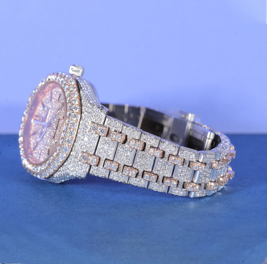 Rose Gold Iced Out Watch VVS1 Moissanite Custom Luxury Timepiece for Men Silver and Gold Hip Hop Designer Wristwatch SwanDiamond