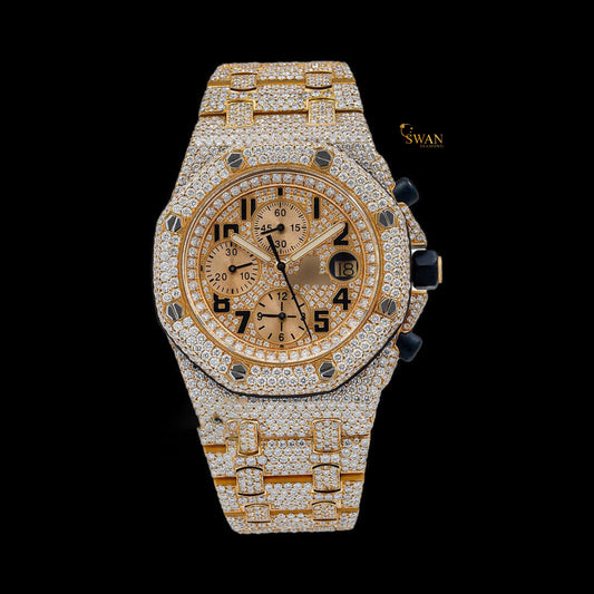 The Iced-Out Audemars Piguet: A Golden Glimmer of Diamond Pave, an Exceptional Timepiece by Swandiamond