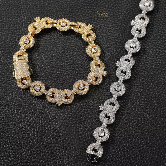 Luxury Diamond Circle Link Bracelet Iced Out Gold and Silver Statement Jewelry for Men and Women swandiamond