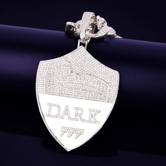 Factory  Jewelry Moissanite Diamonds Cuban Chain Custom Shield Hip Hop Pendant In 925 Sterling Silver