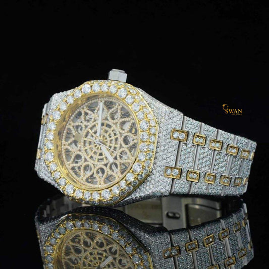 The Diamond-Iced Audemars Piguet Skeleton: A Glimmering Two-Tone Timepiece with a Stunning Rose Gold Dial, by SwanDiamond