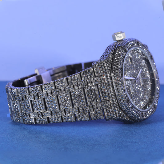 Black Iced Out Custom Watch VVS1 Moissanite Men’s Luxury Timepiece Bold Hip Hop Style Designer Wristwatch SwanDiamond