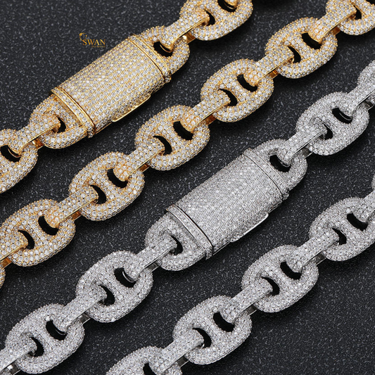 Elegant Gold Plated Diamond Link Bracelet Fully Iced Pave Setting Modern Hip Hop Luxury Statement Jewelry for Men and Women swandiamond