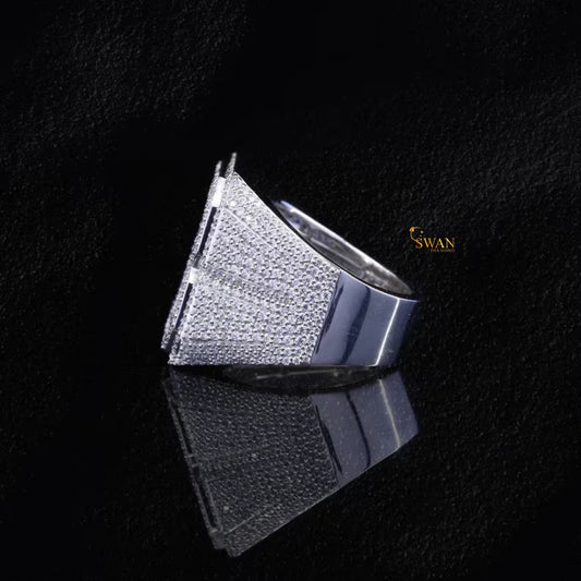 Iced Out B Initial Hip Hop Ring in White Gold with Full Diamond Pave Sparkle Custom Letter Bling Statement Jewelry for Men Rapper Style SwanDiamond