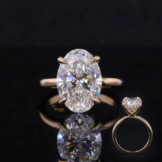 Oval Cut Solitaire Diamond Engagement Ring in Solid Gold Classic Four Prong Setting Elegant Bridal Jewelry Gift for Her swandiamond