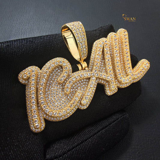 Hip Hop Custom CAL Name Pendant in Gold Fully Iced Out with VVS Moissanite Diamonds Luxury Personalized Jewelry Necklace for Men swandiamond