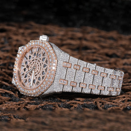 Roulette Dial Iced Out Watch VVS Moissanite Custom Luxury Rose Gold Silver Timepiece for Men Hip Hop Designer Wristwatch SwanDiamond