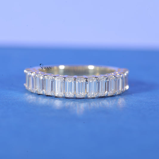 Emerald Cut Half Eternity Wedding Promise Band For Women