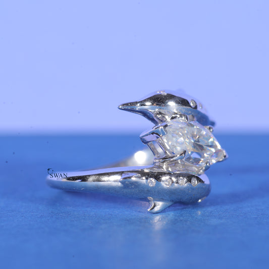 Marquise Cut Delphine Shape vvs1 Lab Grown Diamond Engagement Ring