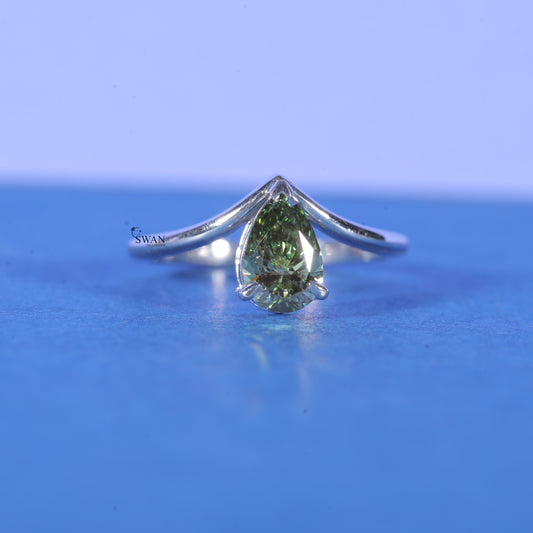 Engagement Solitaire Ring With Pear Cut Lab Grown Diamond