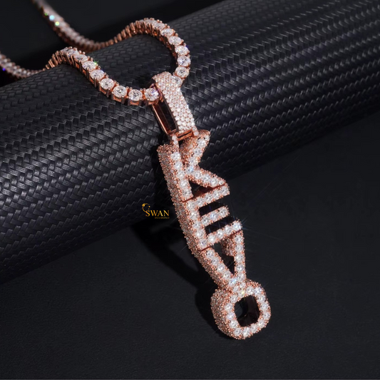 Personalized Diamond Name Tennis Chain Pendant KEVO Custom Iced Out Letters Hip Hop Bling Necklace Jewelry For Men and Women swandiamond
