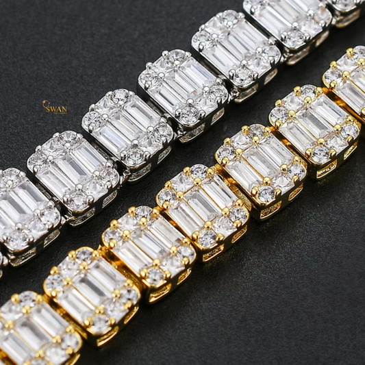 Emerald Cut & Baguette Cut Diamond Tennis Necklace in White Gold Classic Statement Jewelry for Men and Women Luxury Gift Timeless Elegant Design swandiamond