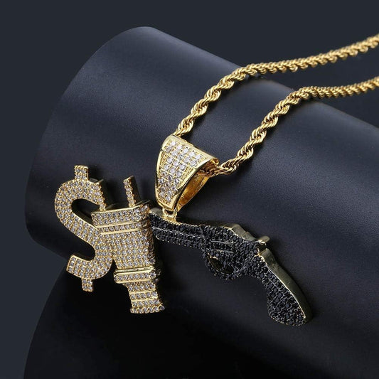 Moissanite Round Brilliant Cut Diamond Iced Out Money Power Respect Hip Hop Pendant by swandiamond