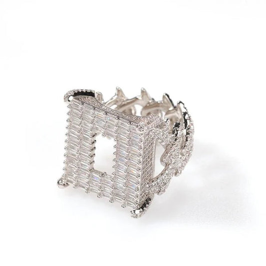 Fashion Jewelry Hip Hop Moissanite Diamond 925 Sterling Silver Jewelry original Ring Iced Out Cuban Chain Link Ring For Men