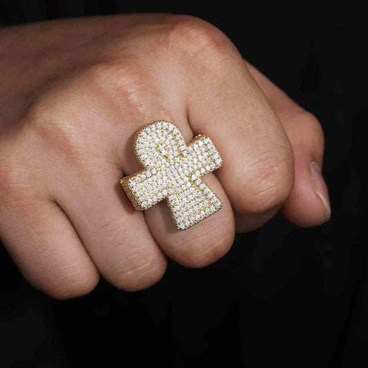 Hip Hop Jewelry Luxury 925 Sterling Silver Iced Out Paved VVS Moissanite Diamond Cross original Ring For Men Women Party