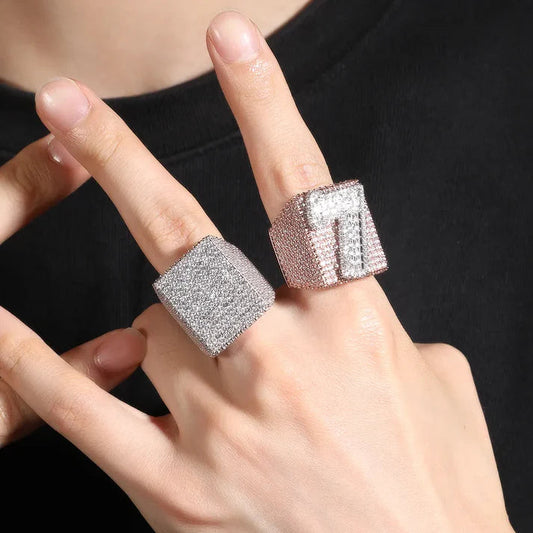Custom 925 Sterling Silver Prong Setting Mens Luxury Hip Hop Iced Out Round Cut VVS Lab Grown Ring For Men