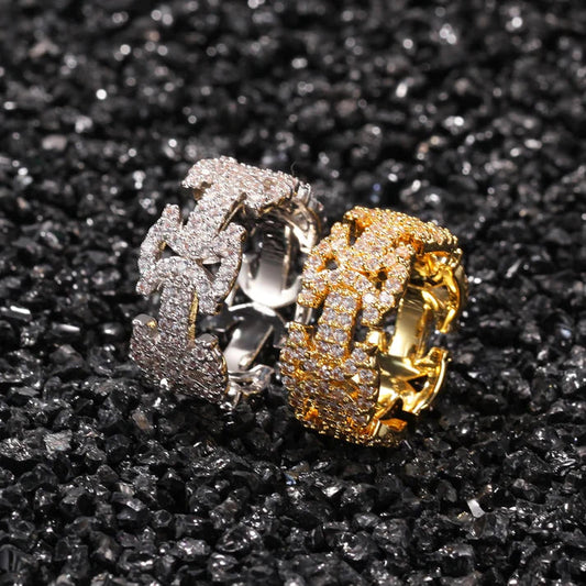Latest Custom Unique 925 Sterling Silver Band Hip Hop Bling Lab Grown Round Cut Sparkling Diamond Ring