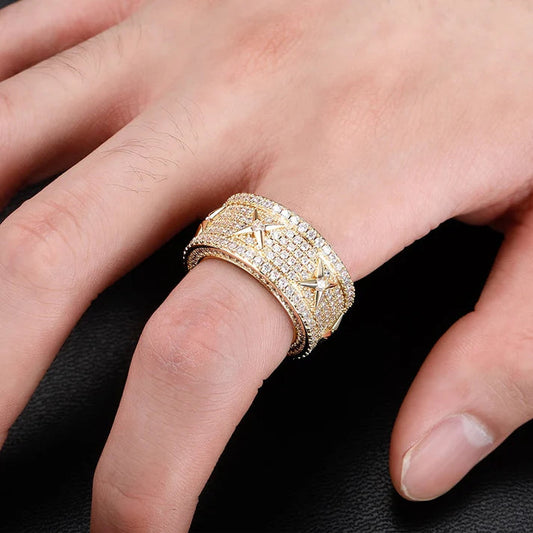 Fashion Jewelry Hip Hop Moissanite Diamond 925 Sterling Silver Jewelry original Ring Iced Out Cuban Chain Link Ring For Men