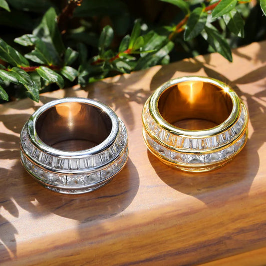 Luxury original Baguette Moissanite Engagement Rings Diamond 925 Silver Iced Out Men Rings In Hip Hop Style