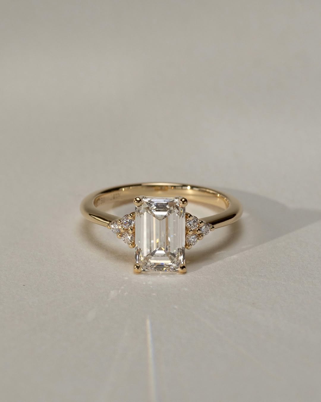 Emerald Cut Solitaire Engagement Wedding Cluster Ring For Women