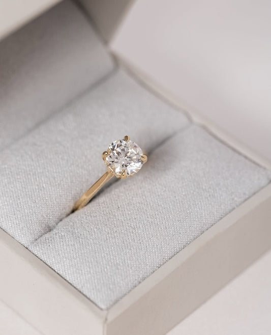 4 Prong Set Engagement Round Cut Diamond Ring For Women