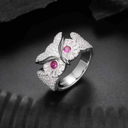 Iced out Moissanite Baguette And Round original Diamond Rings 925 Sterling SIlver Hip hop Ring Pass Diamond Tester Men Owl Ring