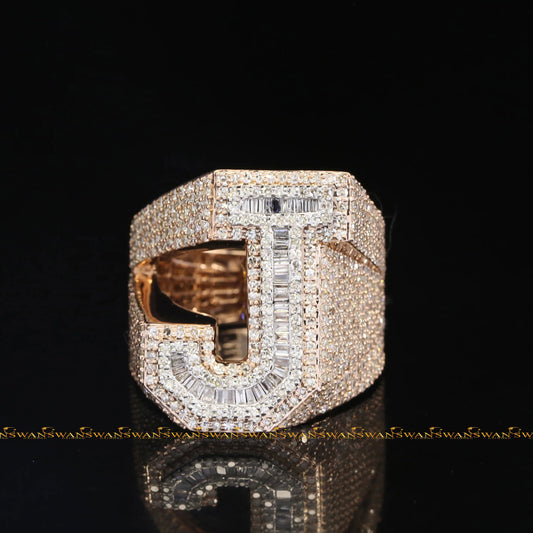 Top quality Custom Jewelry Men's luxury 925 Silver real Diamond Iced Out Baguette Cut VVS Moissanite Diamond Ring